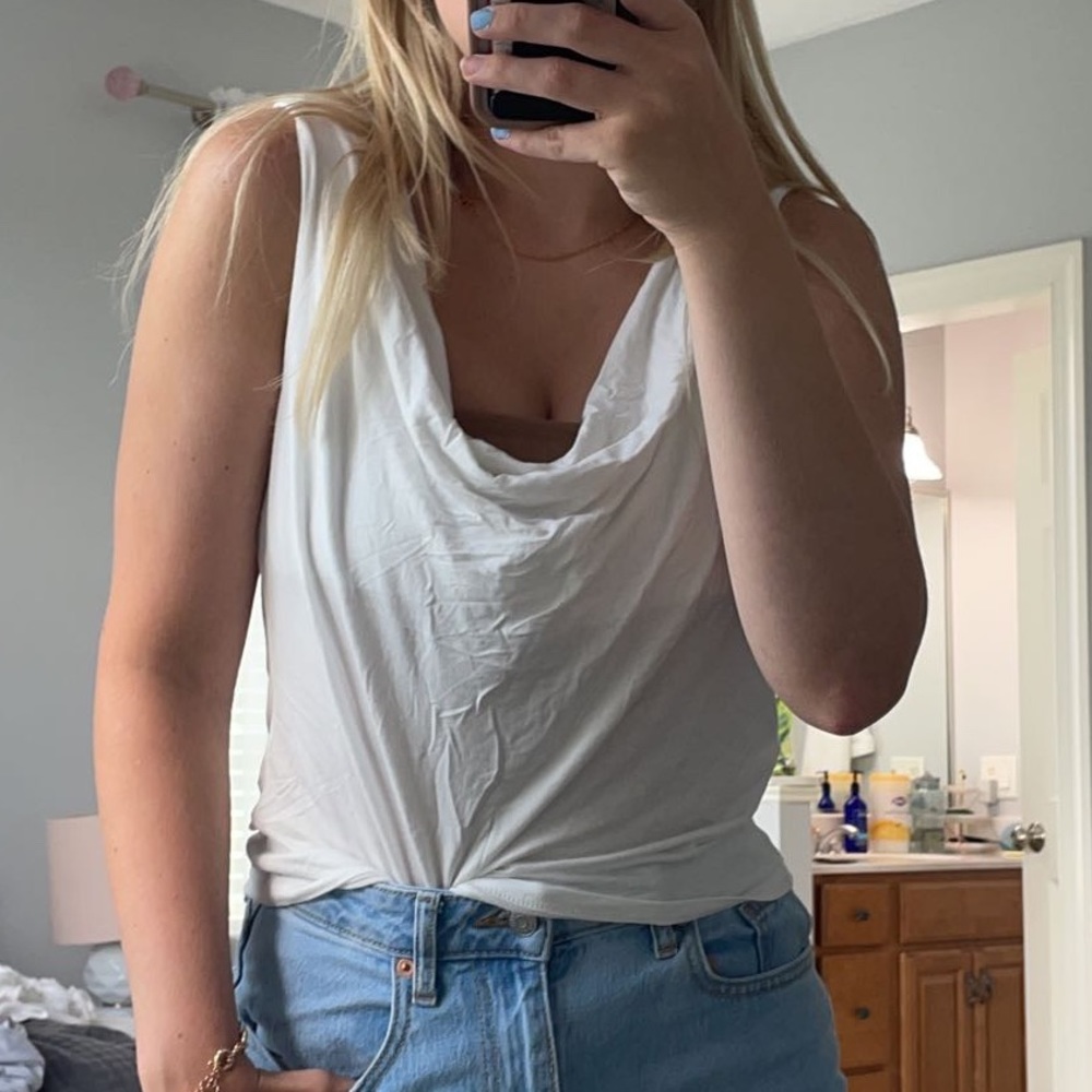 White cowl neck tank top size small